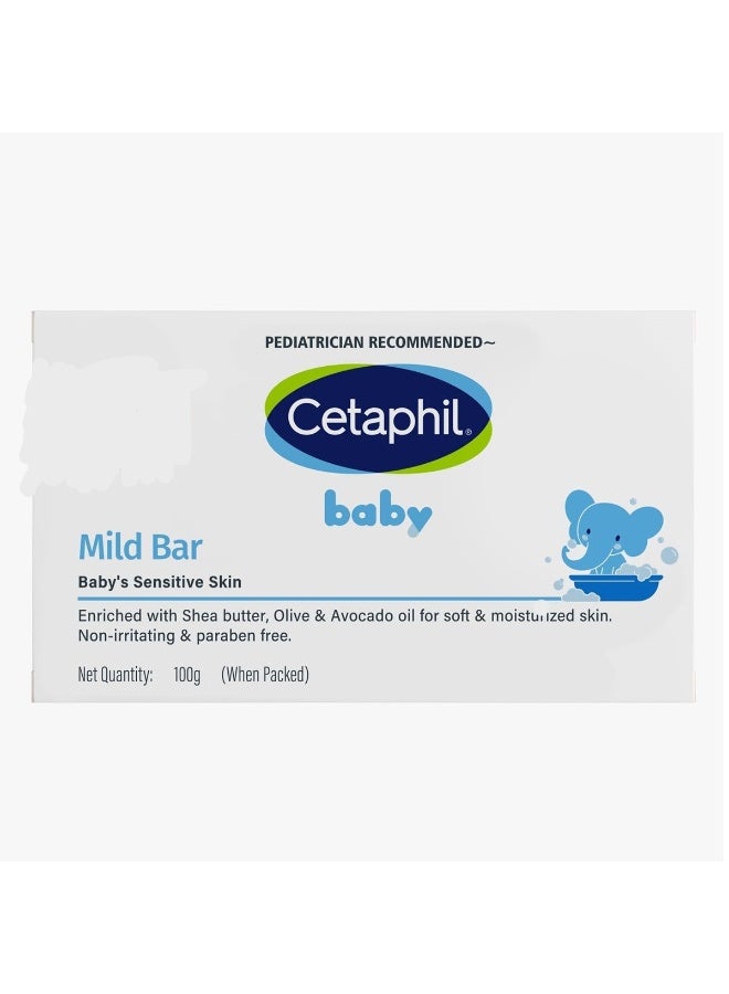 Cetaphil Baby Mild Cleansing Bar for Newborns & Babies 100 gm | With Shea Butter, Avocado Oil & Olive Oil | Gentle, Hypoallergenic, Pediatrician Recommended | Dry & Sensitive Skin - Image 1